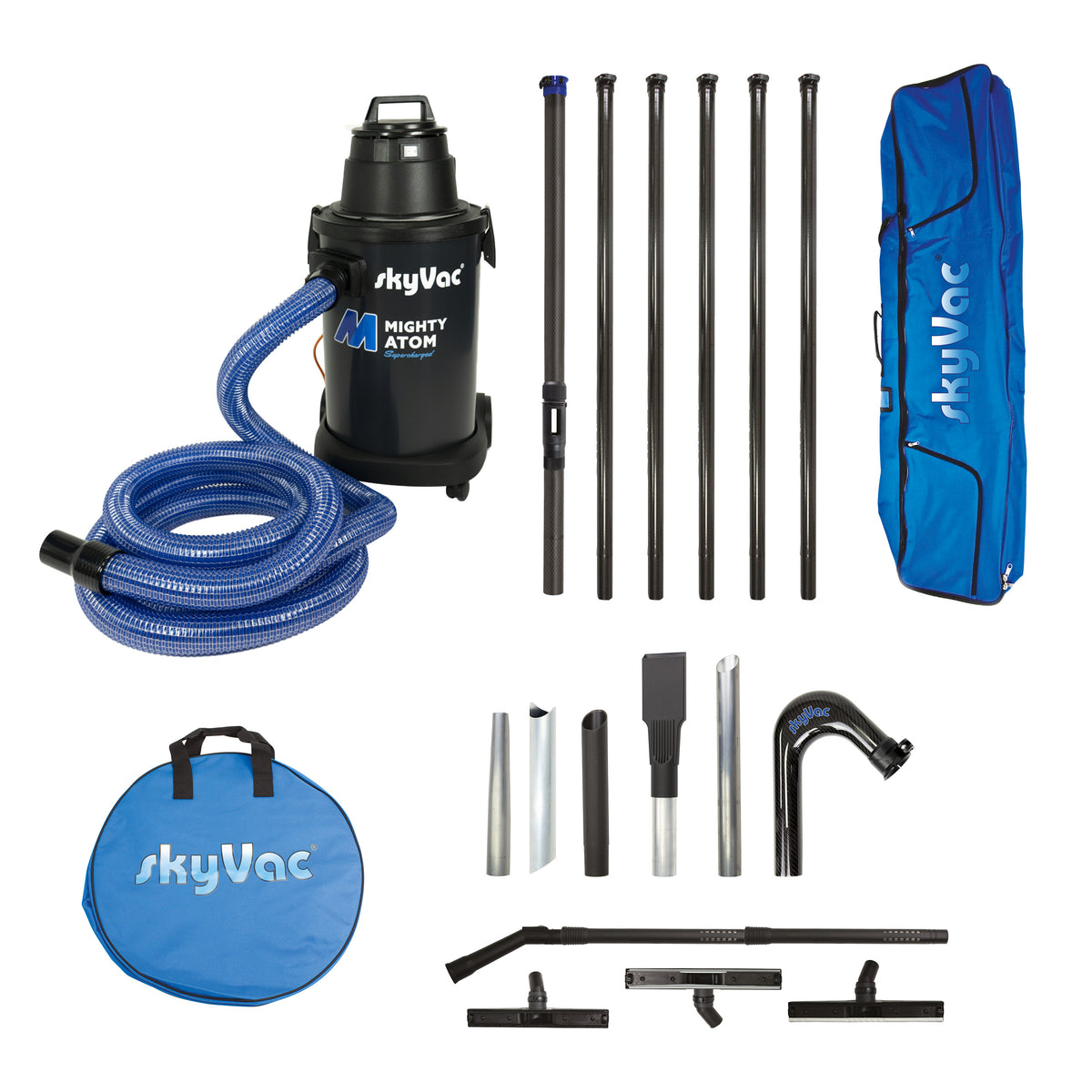 skyVac Mighty Atom Gutter Vacuum Package - Wet & Dry Gutter Cleaning System