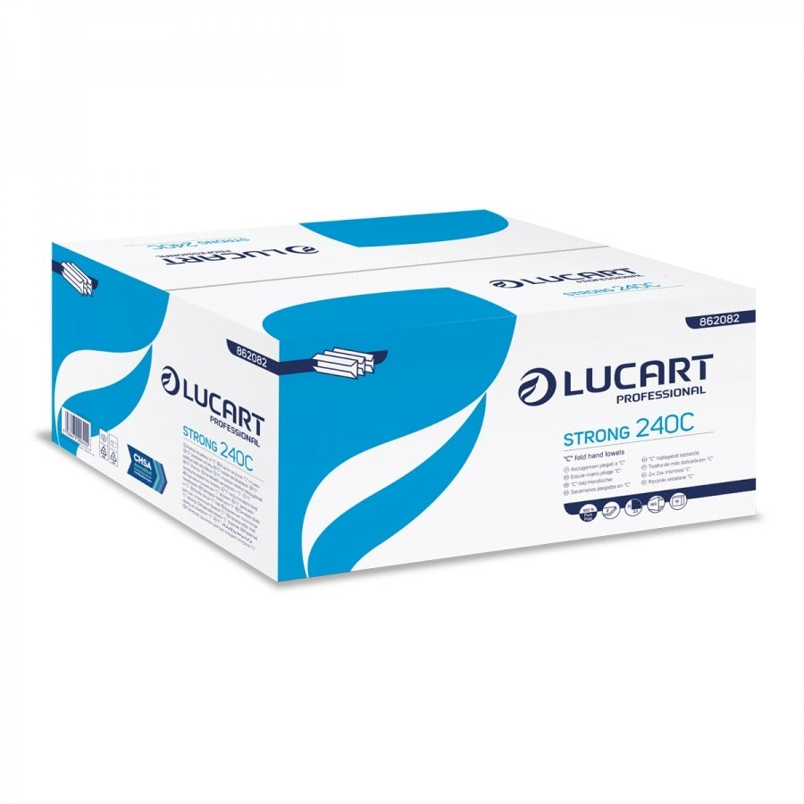 Lucart C-Fold Hand Towels White 2 Ply STRONG2400C - Box of 2400 862082