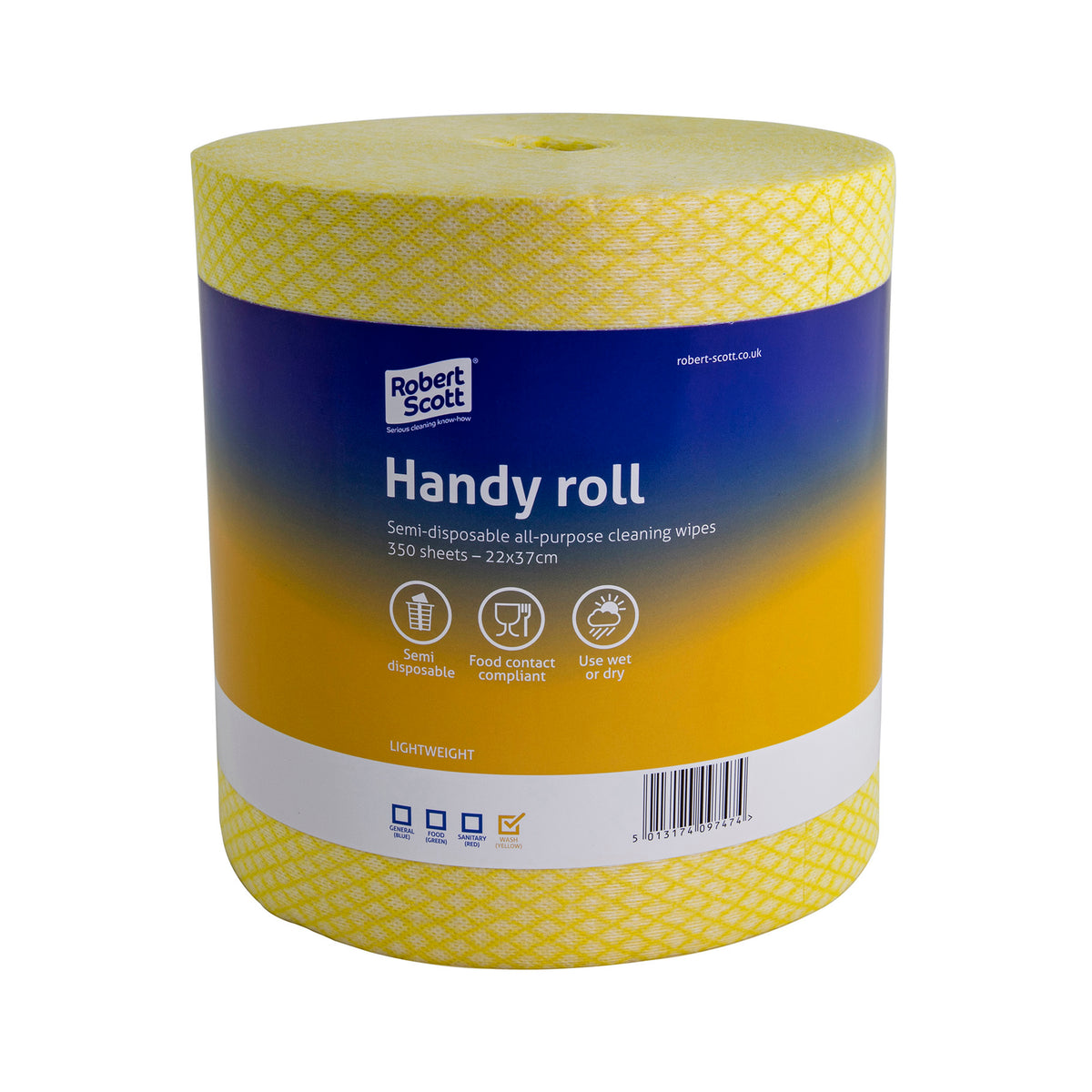 Robert Scott Semi-Disposable All Purpose Cleaning Cloth Roll 350 Sheets 104628