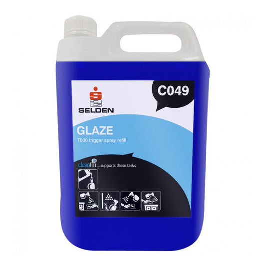 Selden Glaze Glass Cleaner 5 Litre - Smear-Free VDU & Screen Cleaner C049