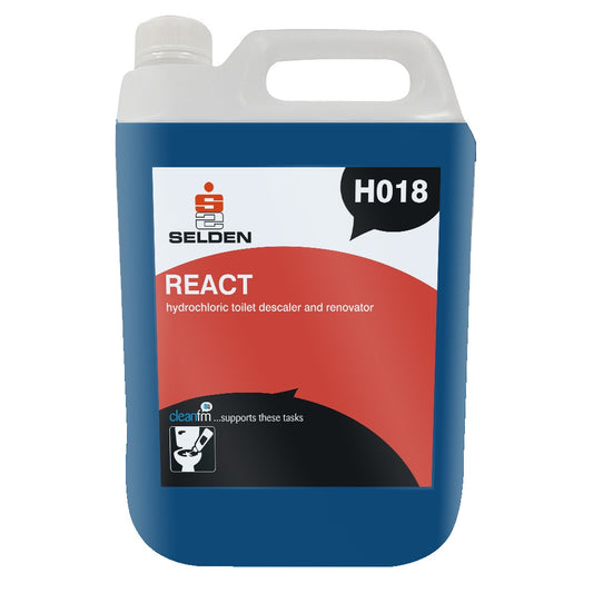 Selden React Toilet Cleaner & Descaler 5 Litre - Heavy Duty Toilet Cleaner H018