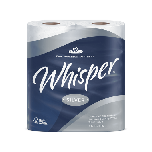 Whisper Silver 2 Ply Toilet Roll White 40 Rolls STR017 - Soft Luxury Toilet Tissue