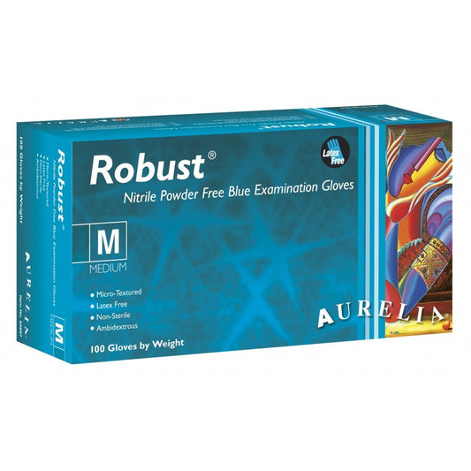 Aurelia Robust Blue Nitrile Disposable Gloves - Latex Free Box of 100