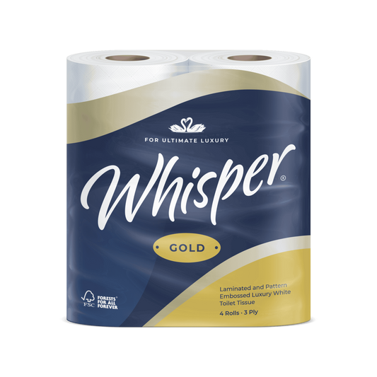 Whisper Gold 3 Ply Luxury Toilet Roll White 40 Rolls STR018 - Premium Soft Tissue
