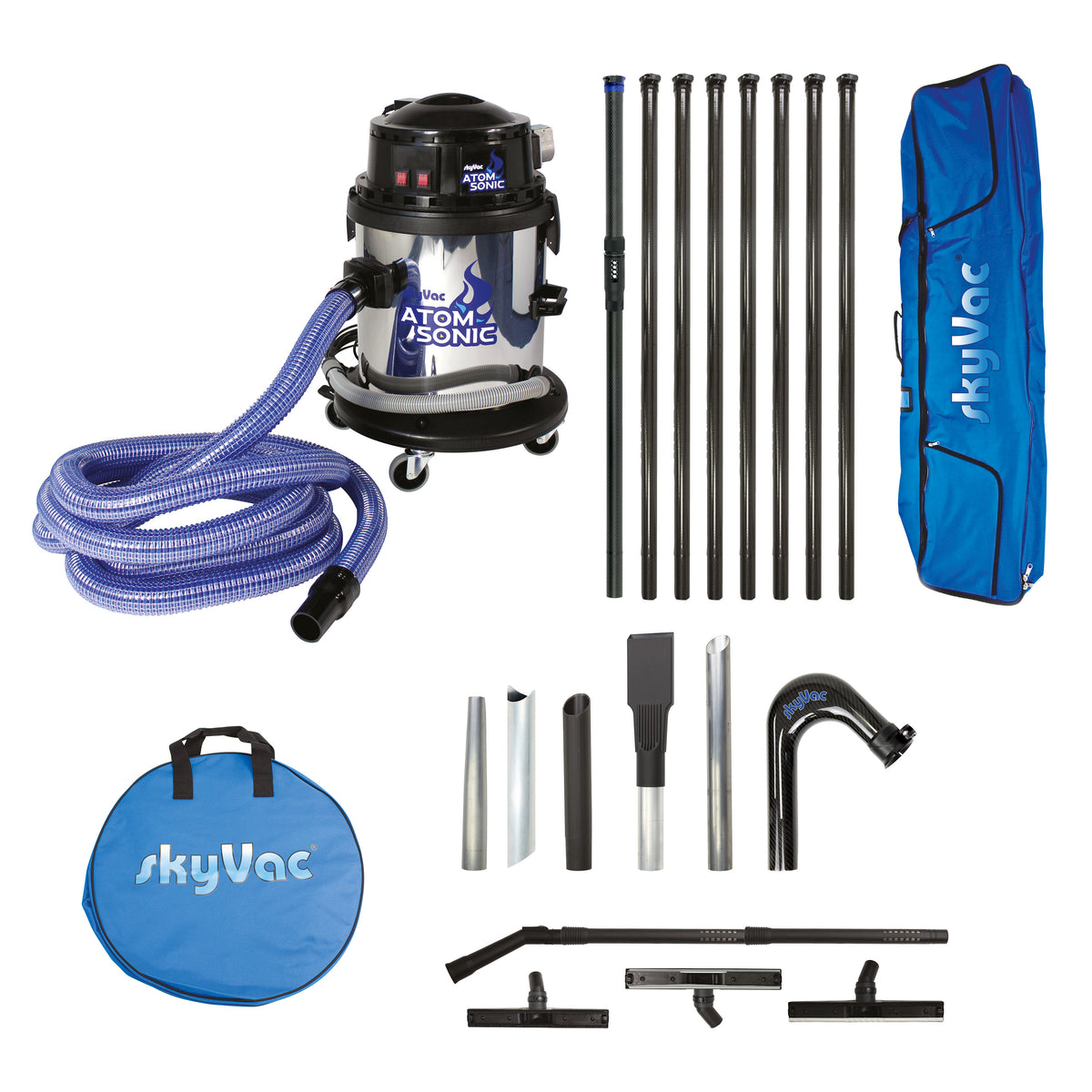 skyVac Atom Sonic Gutter Cleaning Vacuum System - Compact Professional High Reach Vacuum