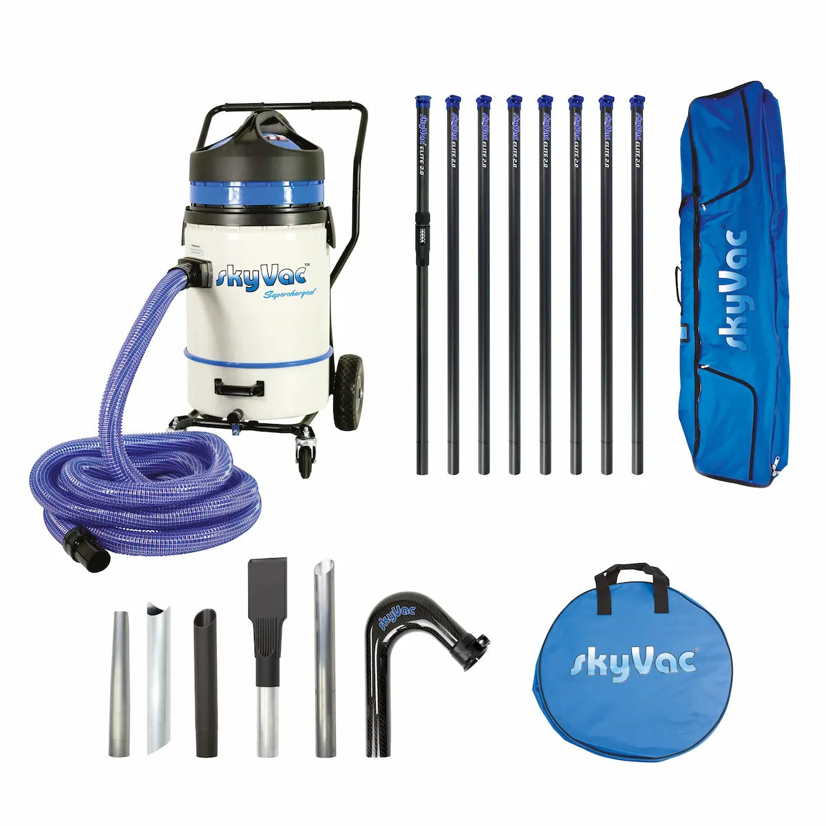 skyVac Commercial Plus Gutter Vacuum System 3300W - Professional High Reach Gutter Cleaning Vacuum