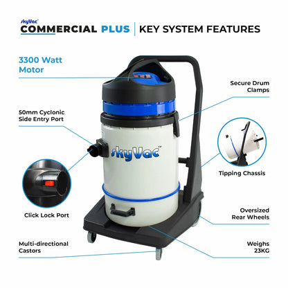 skyVac Commercial Plus Gutter Vacuum System 3300W - Professional High Reach Gutter Cleaning Vacuum