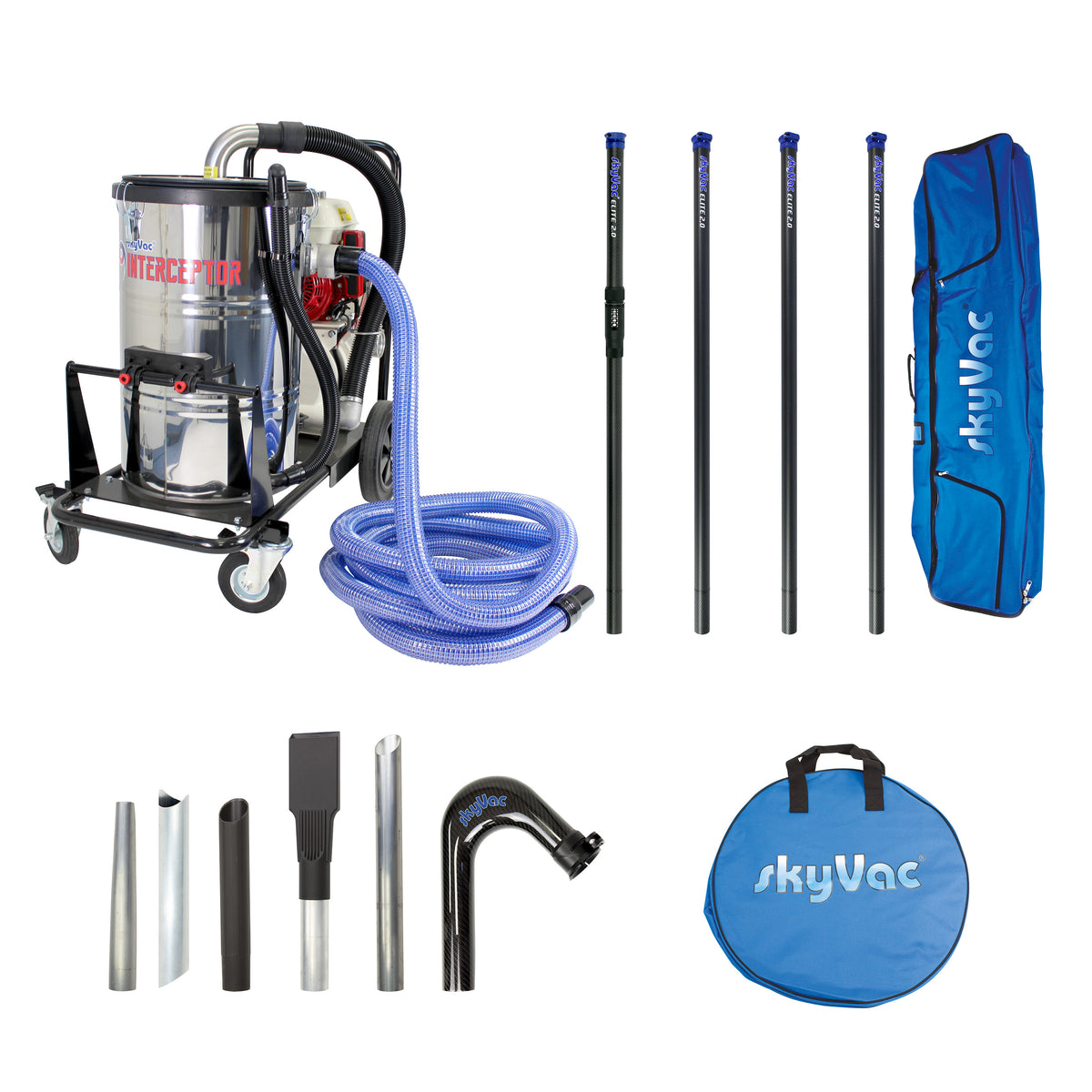 skyVac Interceptor Gutter Vacuum Package - Wet & Dry Gutter Cleaning System