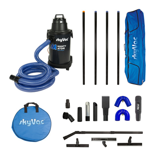 skyVac Mighty Atom Gutter Vacuum Package - Wet & Dry Gutter Cleaning System