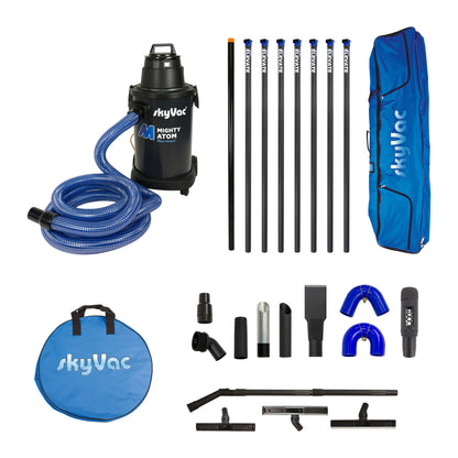skyVac Mighty Atom Gutter Vacuum Package - Wet & Dry Gutter Cleaning System