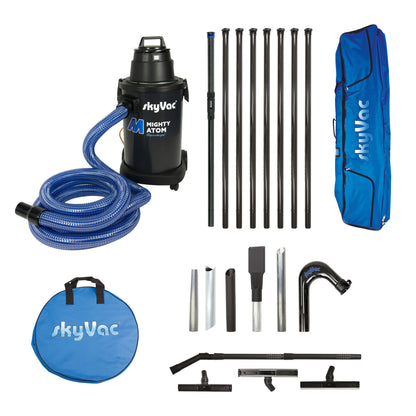 skyVac Mighty Atom Gutter Vacuum Package - Wet & Dry Gutter Cleaning System