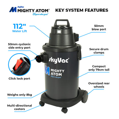 skyVac Mighty Atom Gutter Vacuum Package - Wet & Dry Gutter Cleaning System
