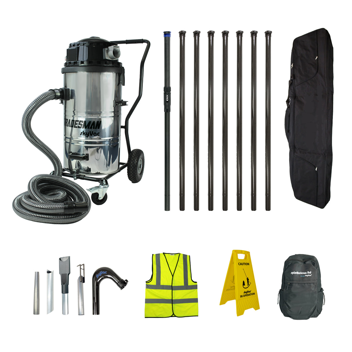 skyVac Tradesman Gutter Vacuum Package 2800W - Commercial Dual Motor Gutter Cleaning System