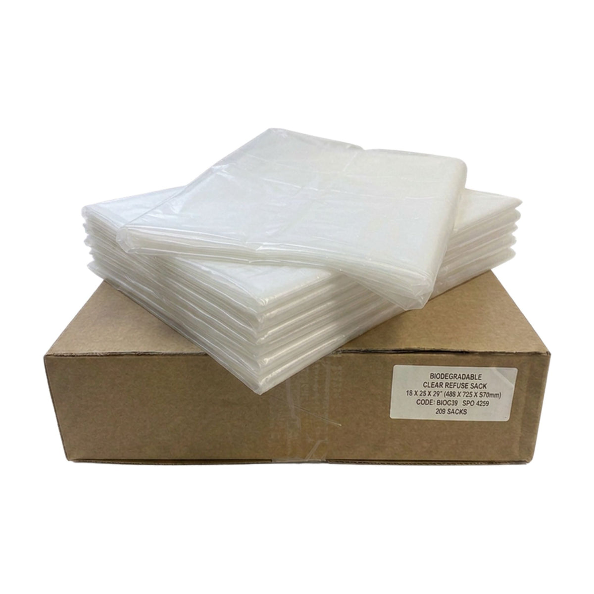 Clear Biodegradable Medium Duty Refuse Sacks 90 Litre - Box of 200 BIOC39