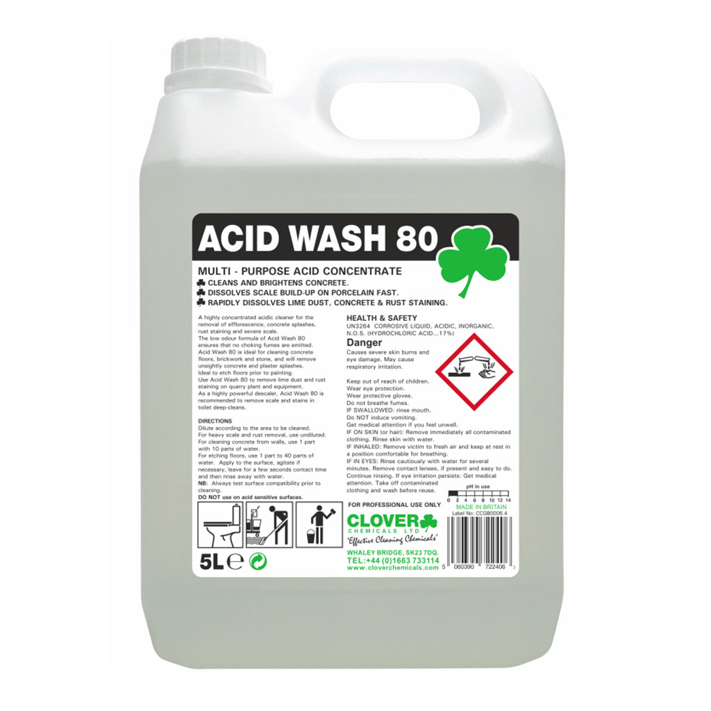 Clover (Christyens) Acid Wash 80 5 Litre - Extra Strong Descaler & Acid Cleaner 502