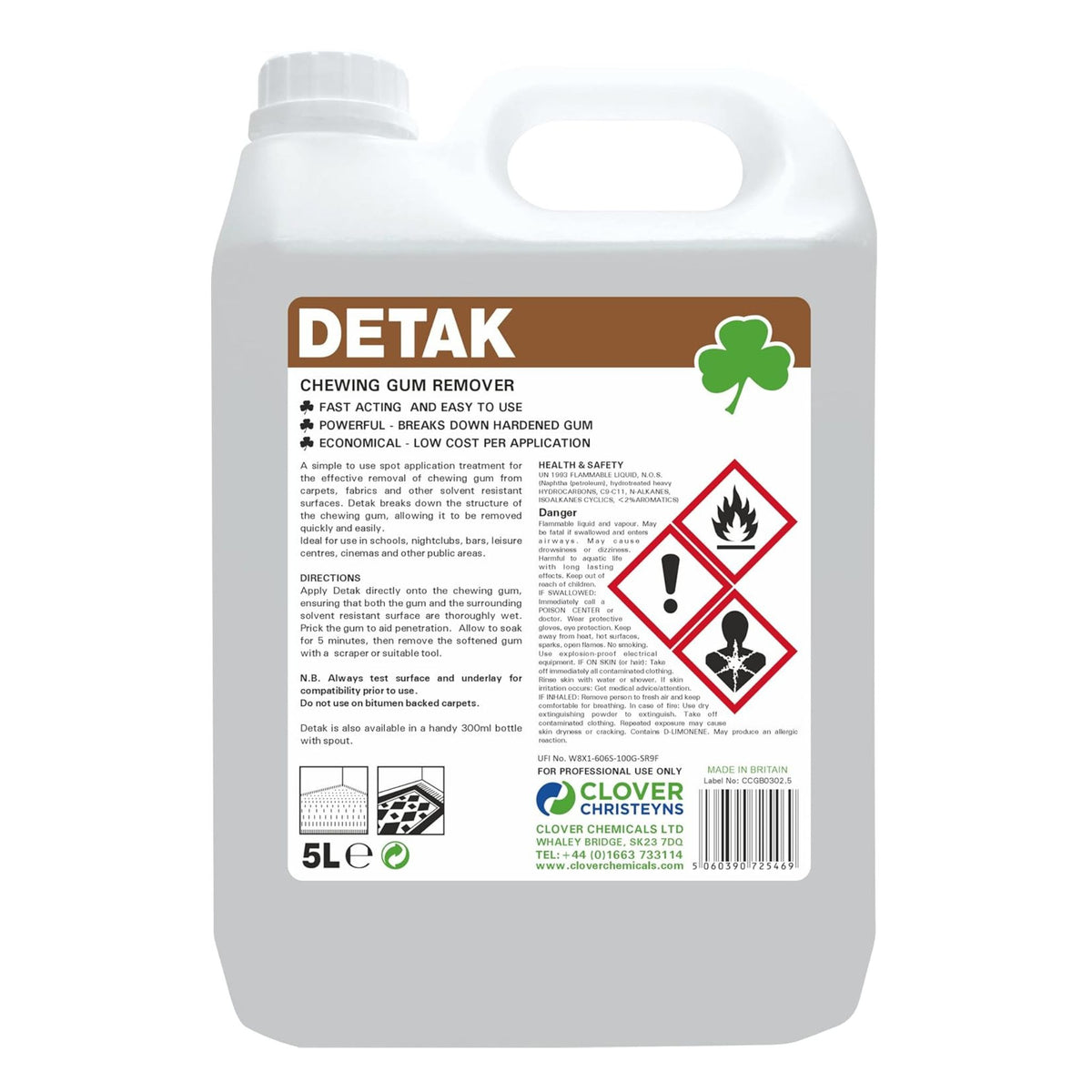 Clover Detak Chewing Gum Remover 5 Litre 702