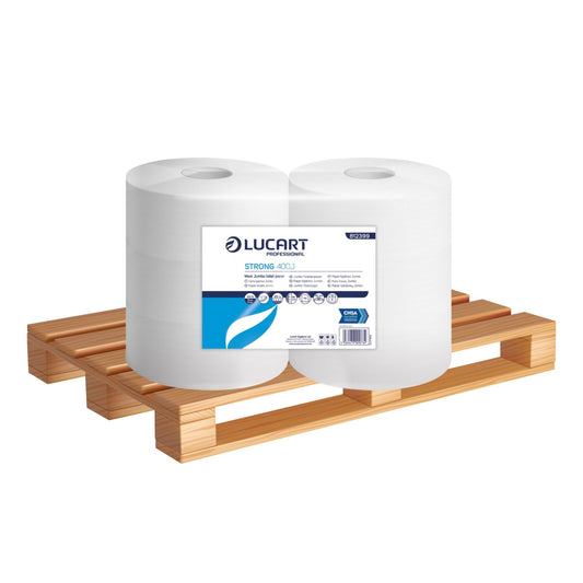 Pallet of Lucart Maxi Jumbo 2 Ply Toilet Rolls 400m - White 6 Pack 812399