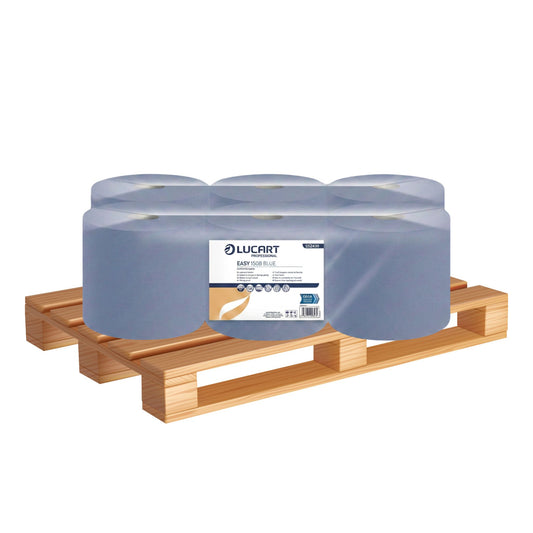 Pallet of Lucart Standard Centrefeed Rolls 2 Ply Blue 852438 - 77 Packs of 6 Rolls