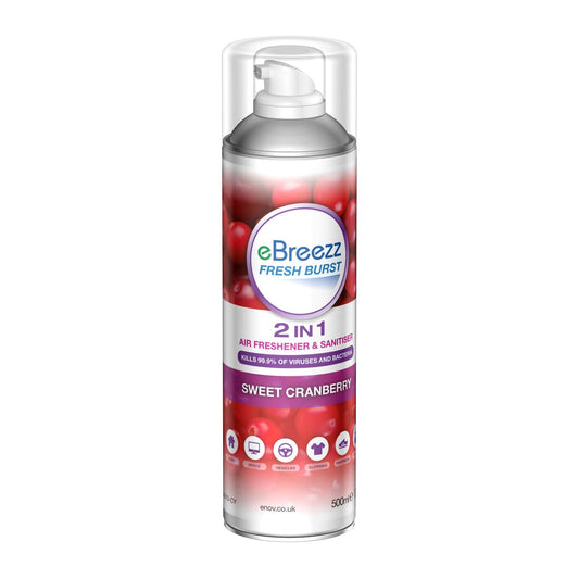 ENOV eBreezz 2 in 1 Air Freshener & Sanitiser - Sweet Cranberry 500ml Box of 12