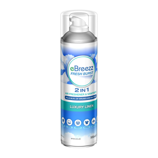 ENOV eBreezz 2 in 1 Air Freshener & Sanitiser 500ml -  Luxury Linen  Box of 12