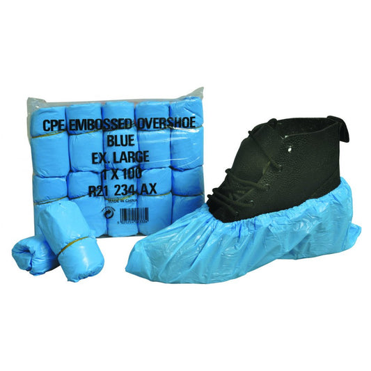 Blue Polythene Overshoes - Pack of 100