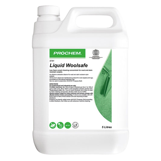 Prochem Liquid Woolsafe 5 Litre - Wool Safe Carpet Cleaner Extraction Detergent S781-05