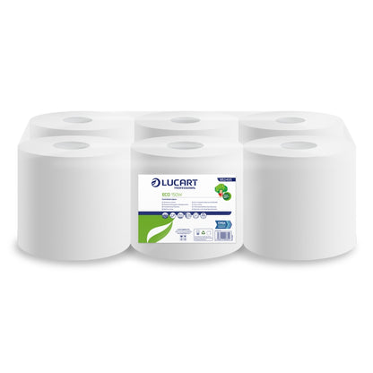 Pallet of Lucart Standard Centrefeed Rolls 2 Ply White ECO150W - 77 Packs of 6 Rolls 852495
