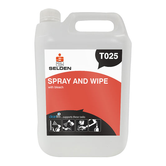 Selden Spray & Wipe with Bleach 5 Litre - Bactericidal Cleaner T025